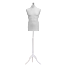 Male Tailors Dummy Bust Size Dressmakers Fashion Mannequin Students White With White Tripod Stand