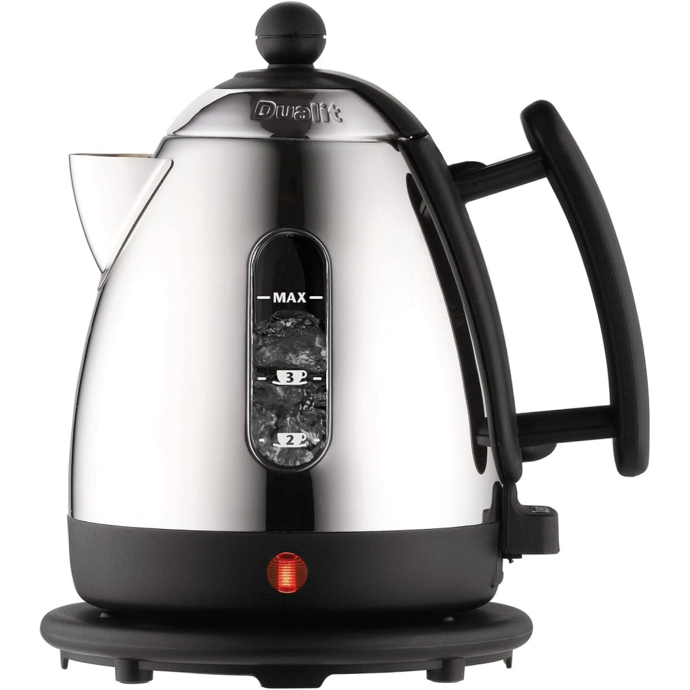 (Silver/Black, Jug Kettle) Lite Kettle - 1L 2kW Jug Kettle - Polished with Black Trim, High Gloss Finish - Fast Boiling Kettle by Dualit - 72200, Silver/Black