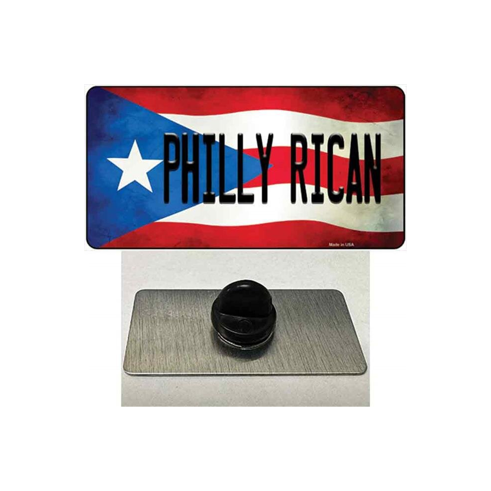Smart Blonde PIN-LP-11401 1.5 x 0.75 in. Philly Rican Puerto Rico Flag Novelty Rectangle Metal Hat Pin