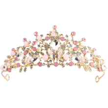 Pink Girls Crystal Tiara Princess Crown Headband Bridal Wedding Hair Accessories Birthday Cake Topper Cosplay Gift
