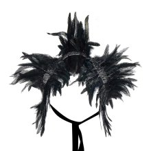 Gothic Natural Feather Cape Shawl Shrug Shoulder Wrap Collar Halloween Party Scarf Cosplay
