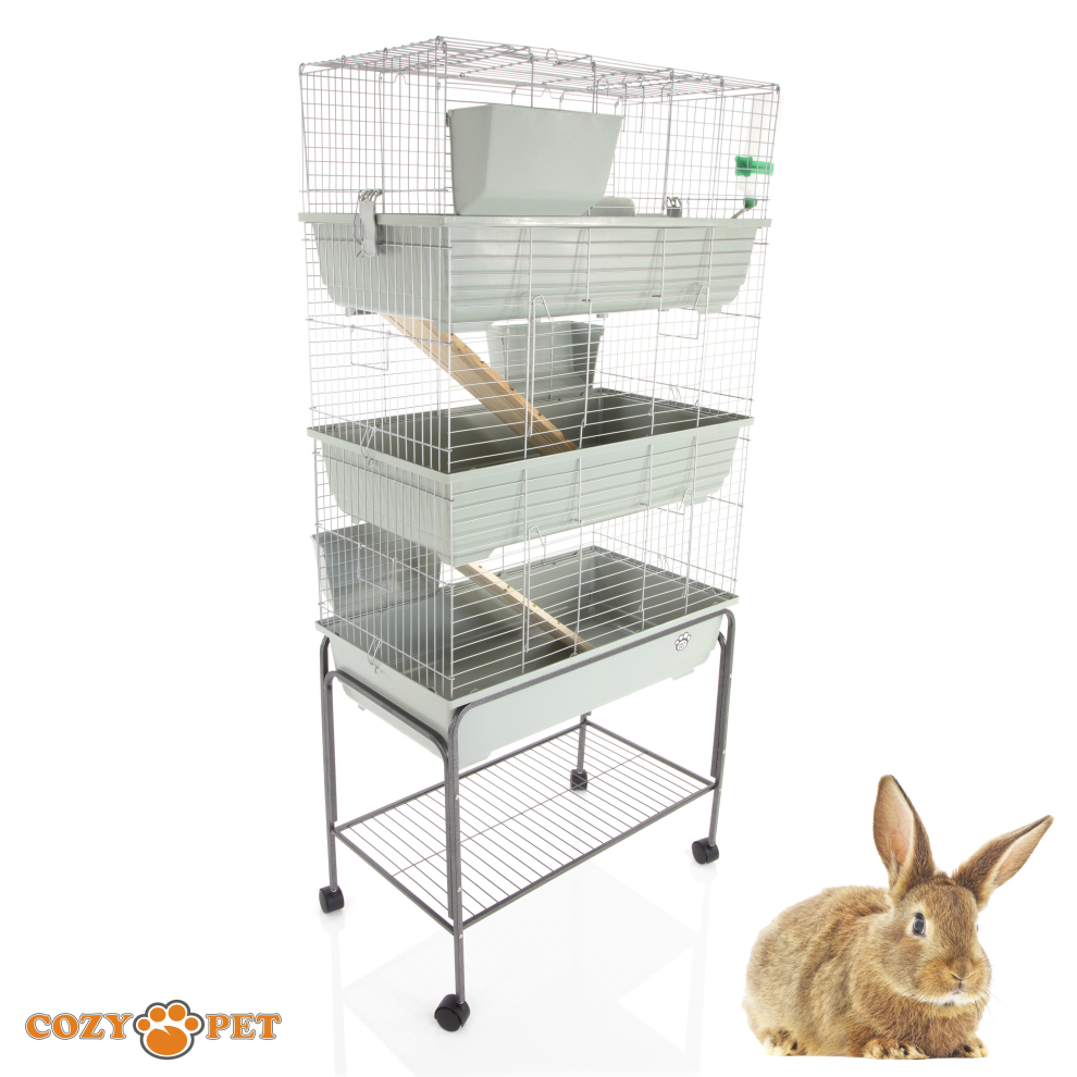 Rabbit / Guinea Pig 3-Tier Cage by Cozy Pet 80cm Inc Stand Rat Chinchilla Hutch