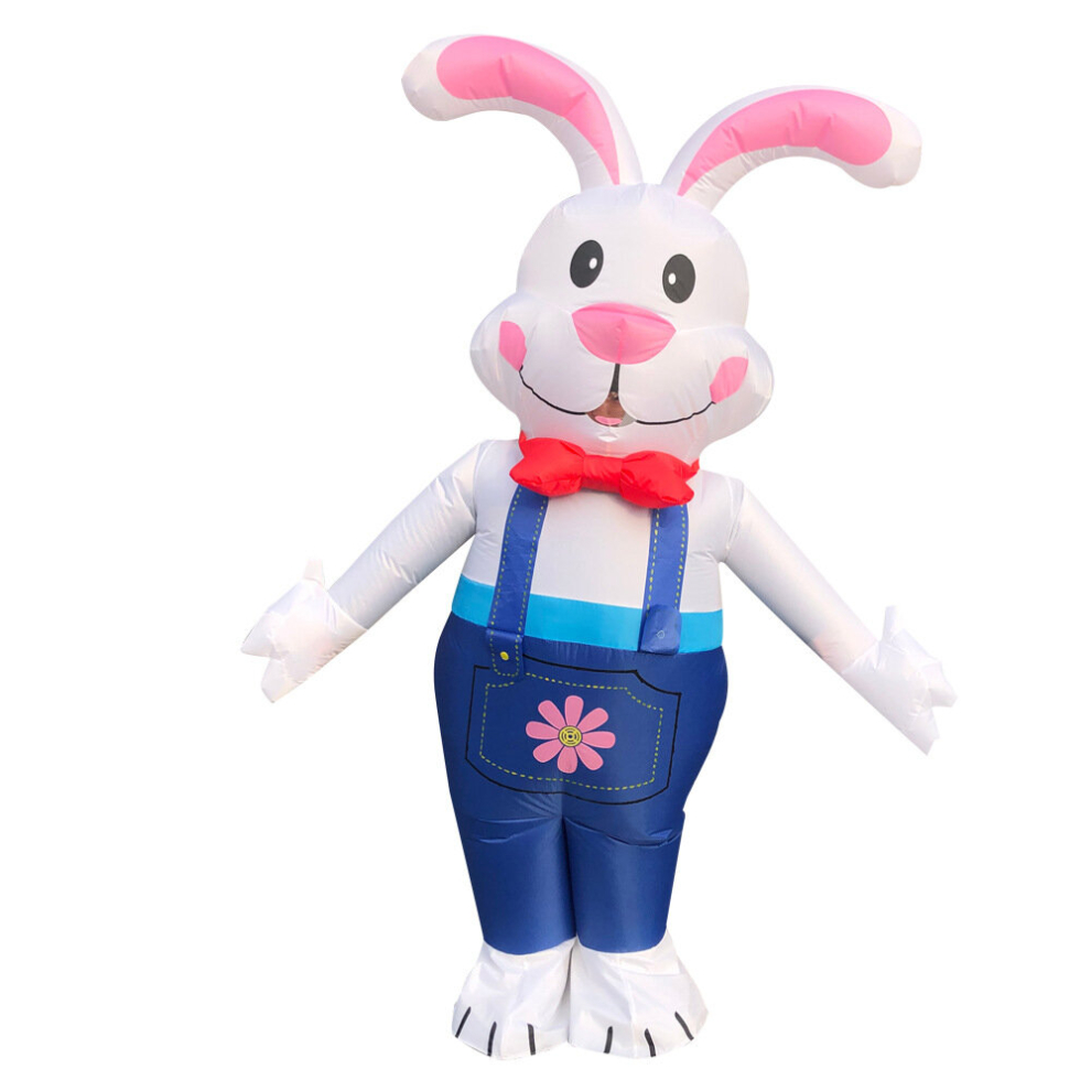 ( Adult(160-190Cm)) Inflatable Rabbit Bunny Costume Adult Kid Halloween Easter Party Performances Blue