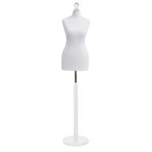 (Female Size 18/20) Female Tailors Dummy White Dressmakers Fashion Students Mannequin Display Bust with A White Wood Round Base