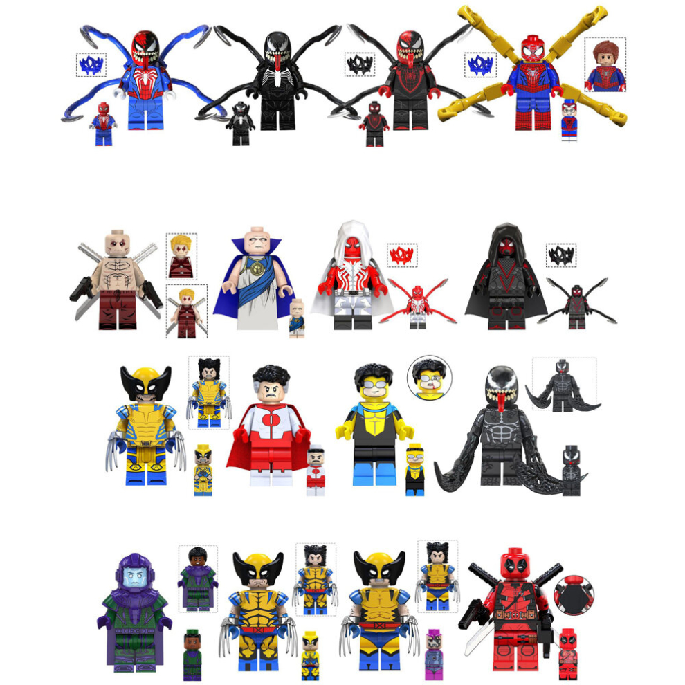 (Style A 16pcs) 16pcs Super English Series Deadman Observer Wolverine Riot Conqueror Deadman Building Blocks Miniature Mini Toys