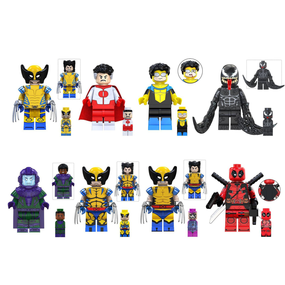 (Style B 8pcs) 16pcs Super English Series Deadman Observer Wolverine Riot Conqueror Deadman Building Blocks Miniature Mini Toys