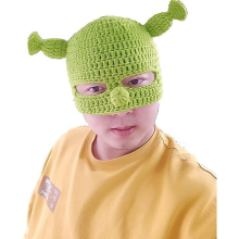 Full Head Green Hat, Shrek Hats With Cute Ears, Knitted Hat With Mask, Funny Halloween Cosplay Prop