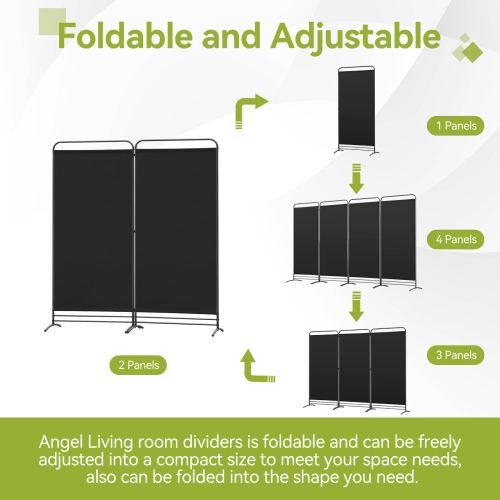 (Black) Angel Living Room Divider 2 Panels 1