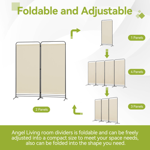 (Beige) Angel Living Room Divider 2 Panels 1