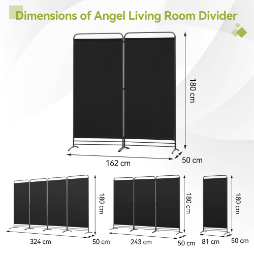 (Black) Angel Living Room Divider 2 Panels 2