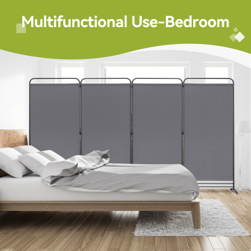 (Grey) Angel Living 4 Panels Foldable Room Divider 1