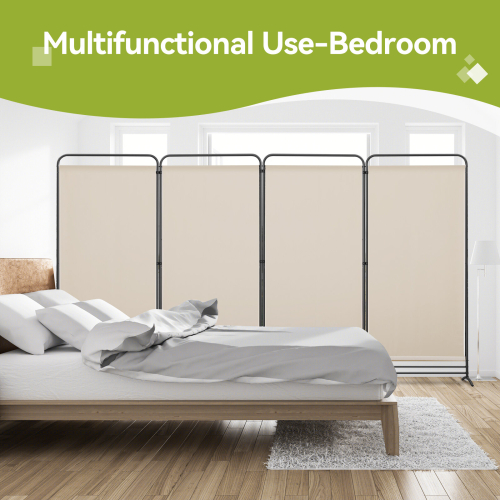 (Beige) Angel Living 4 Panels Foldable Room Divider 2