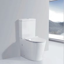 Rimless Close Coupled Toilet Comfort Height Soft Close UF Seat Ceramic Pan
