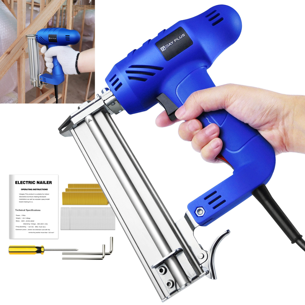 Heavy Duty Staple Gun, 2-in-1 Electric Nail Gun with 300pcs Staples and 100pcs Nails, Force Brad Nailer, Stapler for Upholstery, Repair, Decoration,