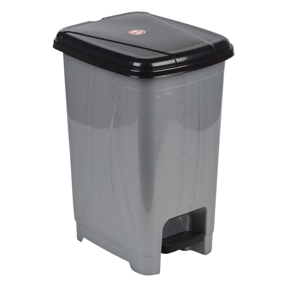 (Grey) 15L Slim Foot Pedal Rubbish Bin Trash Garbage Can Waste Basket With Insert & Lid