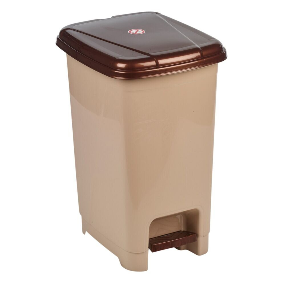 (Cappuccino) 15L Slim Foot Pedal Rubbish Bin Trash Garbage Can Waste Basket With Insert & Lid