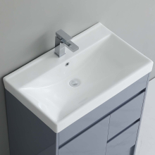 SR-Sink-75E-B1: 750mm Ceramic Inset Basin with Overflow, 1 Tap Hole, Gloss Finish, Anti-Bacterial Nano Glaze