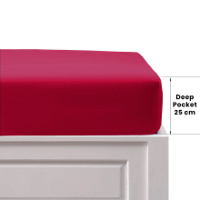 (KING, BURGUNDY) Extra Deep Fitted Sheet For Single Double King Bed