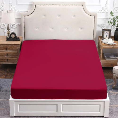 (KING, BURGUNDY) Extra Deep Fitted Sheet For Single Double King Bed 2