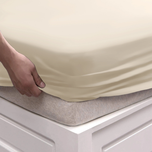(KING, CREAM) Extra Deep Fitted Sheet For Single Double King Bed 1
