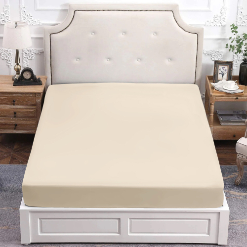 (KING, CREAM) Extra Deep Fitted Sheet For Single Double King Bed 2