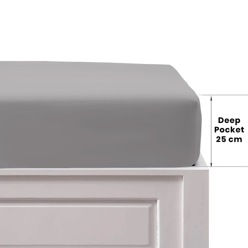 (DOUBLE, GREY) Extra Deep Fitted Sheet For Single Double King Bed 1