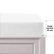 (DOUBLE, WHITE) Extra Deep Fitted Sheet For Single Double King Bed