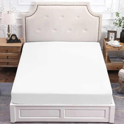 (SINGLE, WHITE) Extra Deep Fitted Sheet For Single Double King Bed