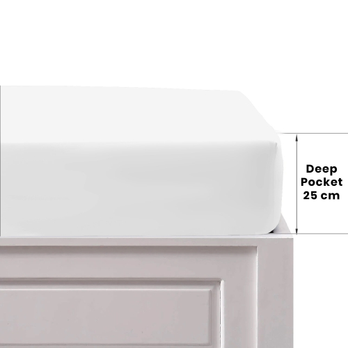 (SINGLE, WHITE) Extra Deep Fitted Sheet For Single Double King Bed 1