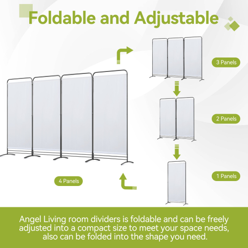 (Natural) Angel Living 4 Panels Foldable Room Divider 1