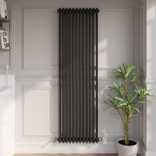 Traditional Colosseum Vertical Double Bar Column Radiator 1800x560mm Black Steel
