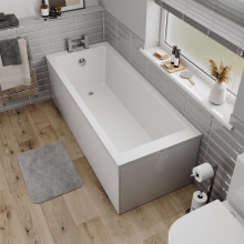Bathroom Single Ended 1700x700mm Square Bath Side End Panel Acrylic White Modern