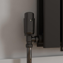 Modern Angled Heated Towel Rail Radiator Valves Black Round Thermostatic 15mm