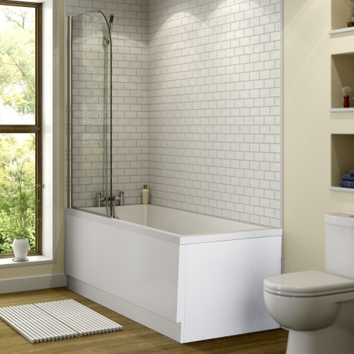 Bathroom Single Ended 1800x800mm Square Bath Front Panel Acrylic White Modern 1