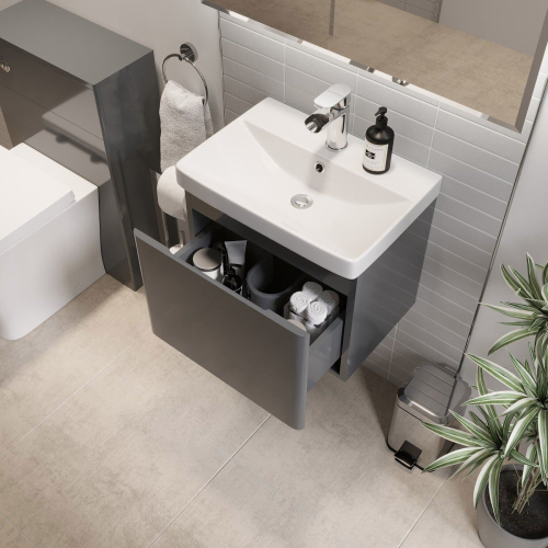 Regis Grey Wall Hung Vanity Unit - 500mm Width 2