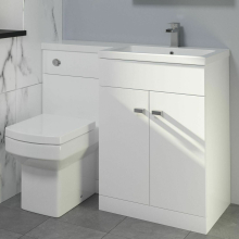 1100mm Bathroom Vanity Unit Basin Square Toilet Combined Furniture R/Hand White