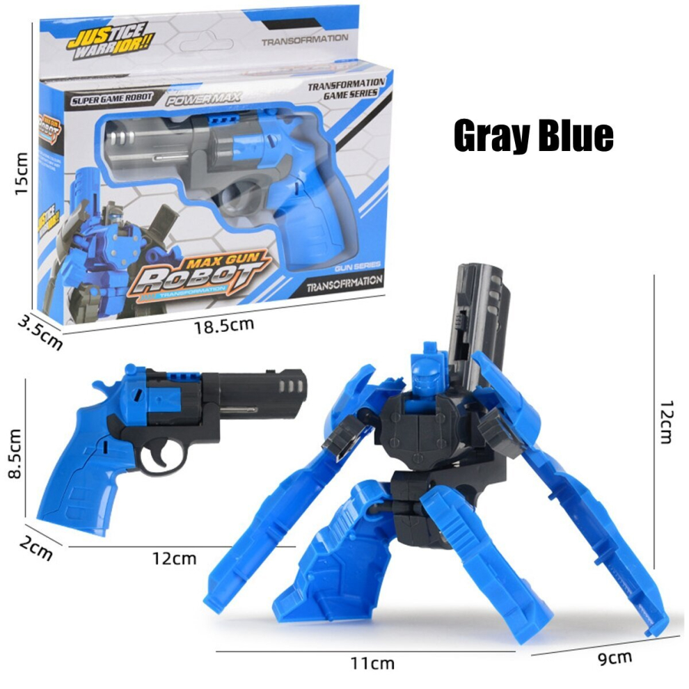 (Gray Blue) Children's Deformation Pistol Robot Toy Puzzle DIY Assembly Toy Christmas Gift