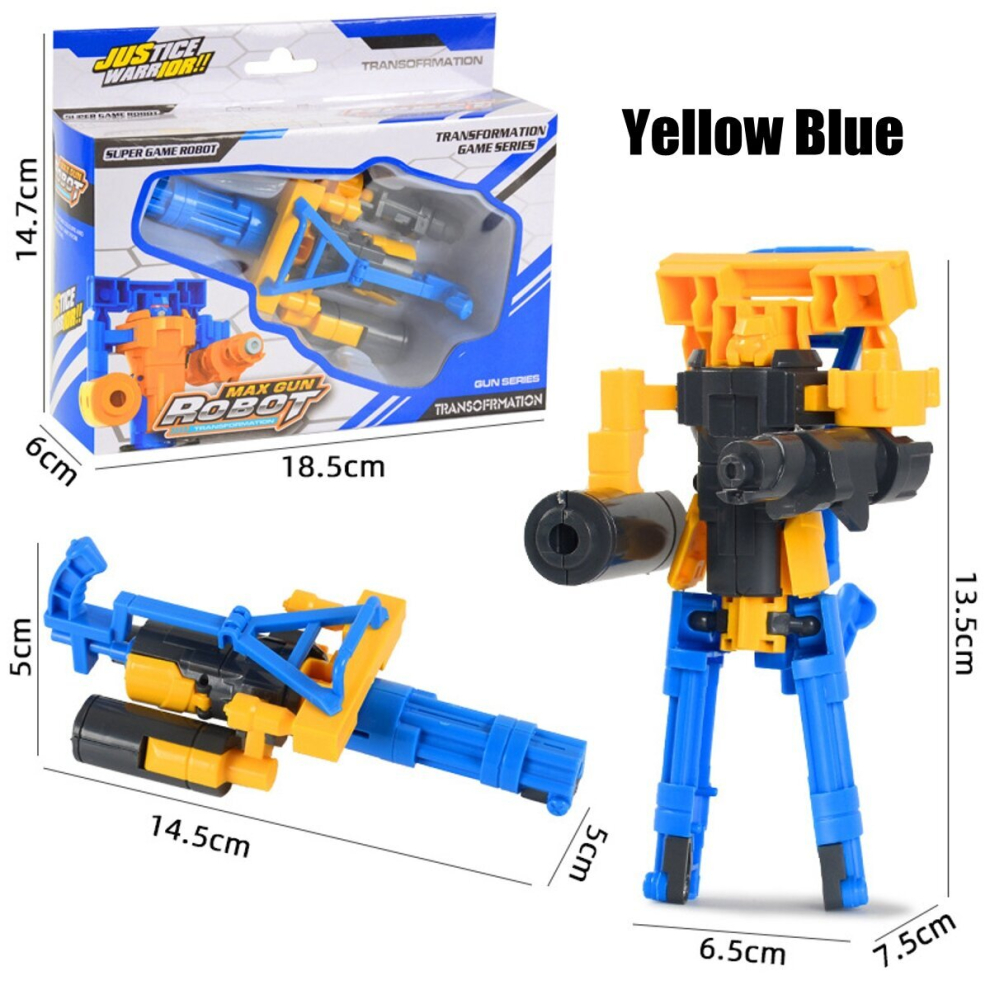 (Yellow Blue) Children's Deformation Pistol Robot Toy Puzzle DIY Assembly Toy Christmas Gift