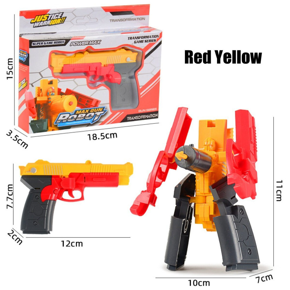 (Red Yellow) Children's Deformation Pistol Robot Toy Puzzle DIY Assembly Toy Christmas Gift