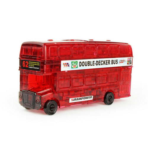 (Red) Creative IQ 3D Crystal Puzzle Jigsaw Blocks Assembling Bus Car Model DIY Toys