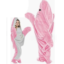 (Pink, 190cm/74.80in) Hoodie Shark Blanket Super Soft Cozy Flannel Wearable Blanket Bag Sleeping