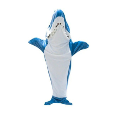 (Blue, 140cm/55.12in) Hoodie Shark Blanket Super Soft Cozy Flannel Wearable Blanket Bag Sleeping