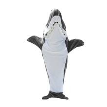 (Grey, 190cm/74.80in) Hoodie Shark Blanket Super Soft Cozy Flannel Wearable Blanket Bag Sleeping