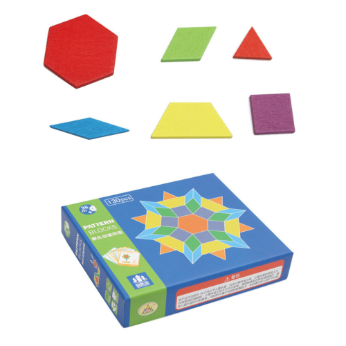 154Pcs Wooden Puzzle Blocks Set Wooden Pattern Blocks Geometric Shape ...
