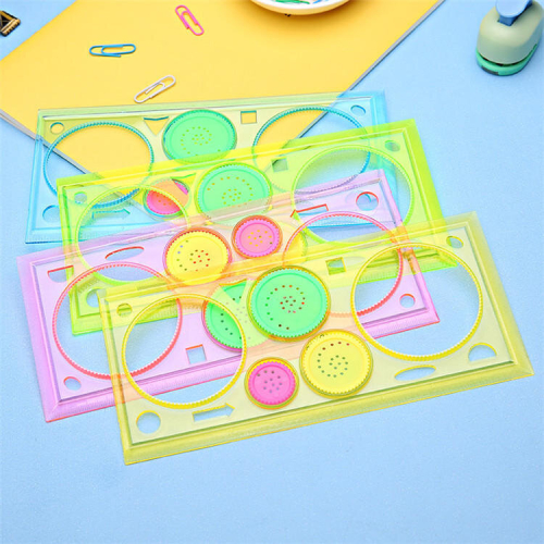 (Blue) 1 Pc Multi-functional Puzzle Ruler Set Spirograph Geometric Painting Template Ruler Drafting Tools Students Drawing Toys Art Tools 2