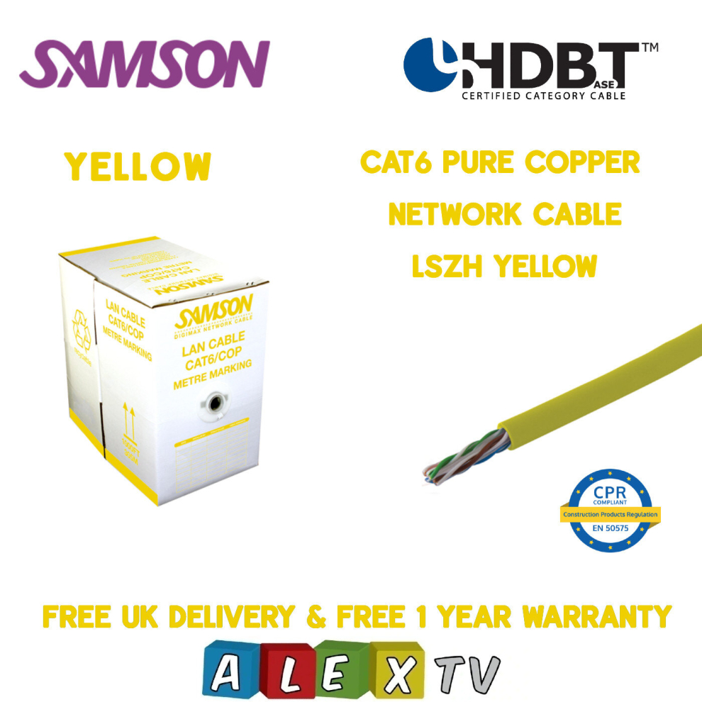 305m Samson CAT6 Copper LSZH YELLOW Internal Network Cable HDBaseT Certified