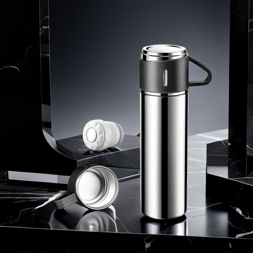 (StyleE) Thermo Stainless Steel Bottle Vacuum Insulated Flask With Cup For Coffee Tea