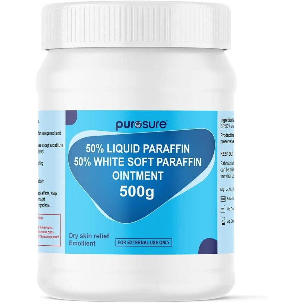 Purosure Liquid Paraffin Ointment Emolient Soft Parafin Ointment 500G White