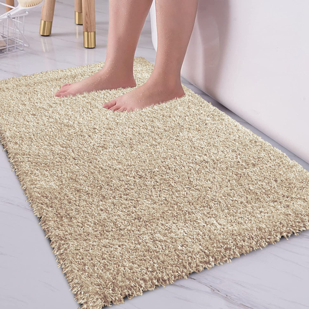 (Beige , 60 x 110 cm) Non Slip Shaggy Rugs Carpet Runner Large Doormats