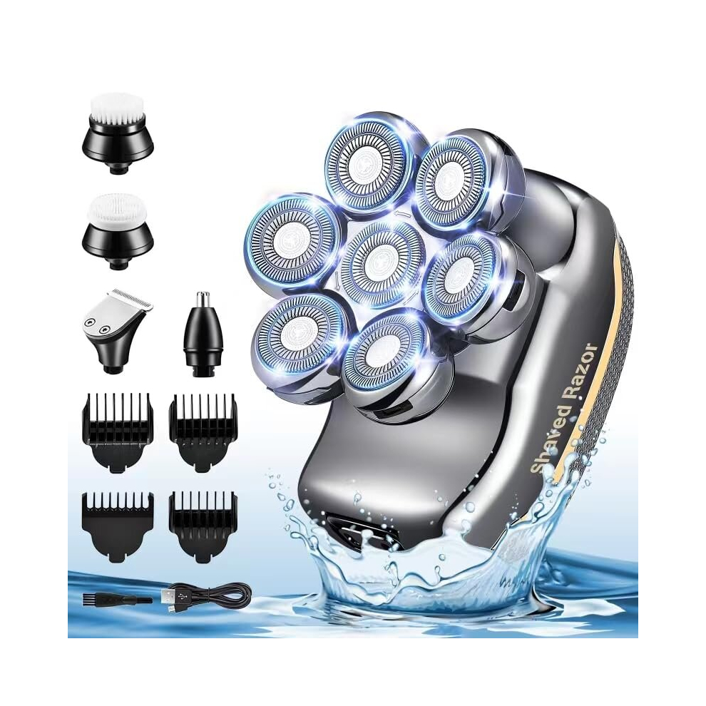 Harzer Head Shavers For Men Bald Head Shaver Led Cordless Rechargeable Electric Shavers With 5 Replaceable Grooming Shaving